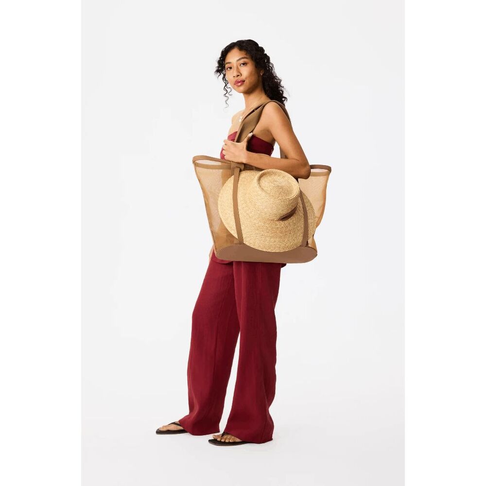 NWT Beis Mesh Beach Tote in Camel Tan